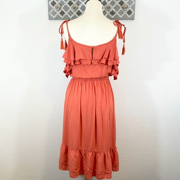 Torrid Dress Ruffle Tie Shoulder Salmon Rust, 3X - Picture 6 of 8